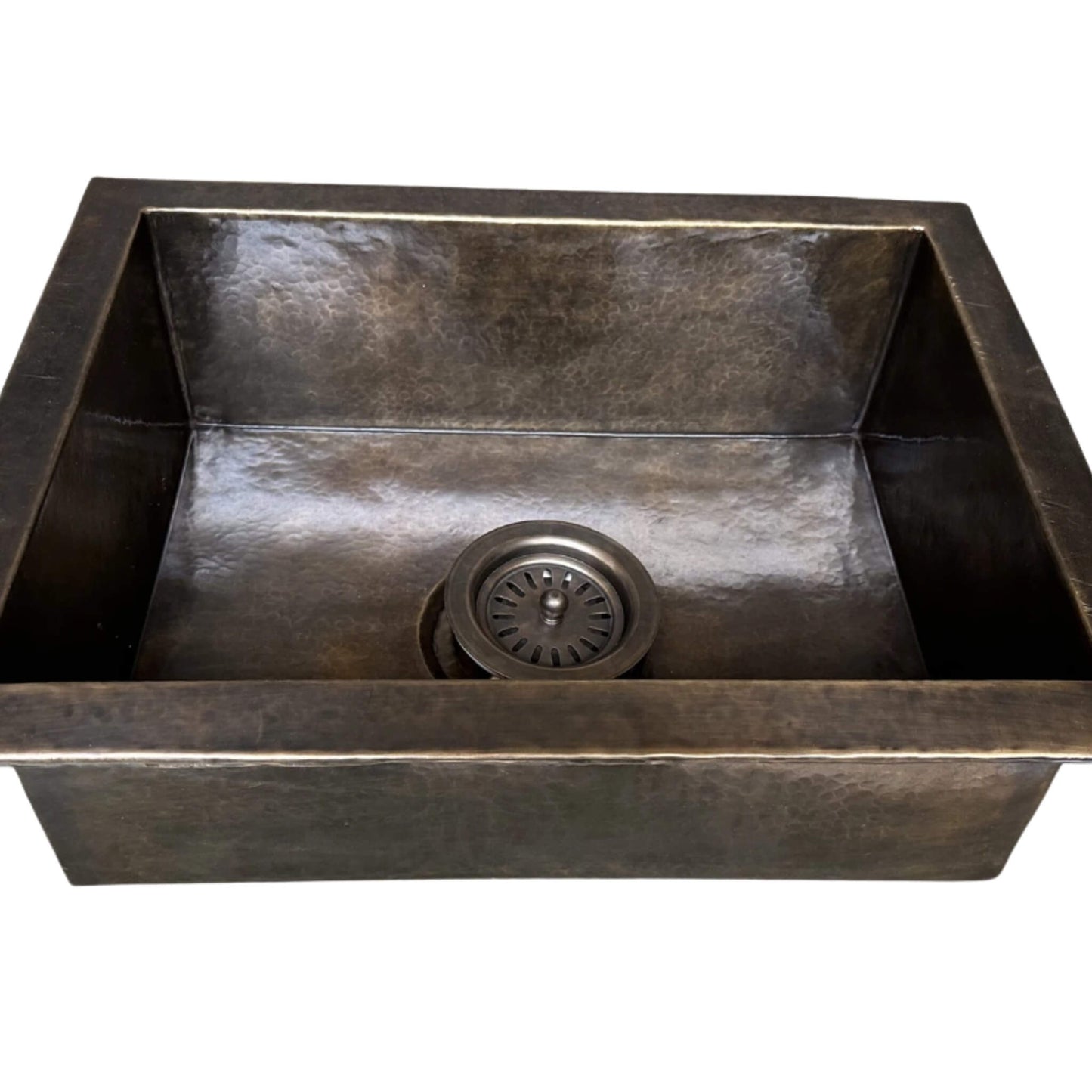 Antique Bronze Hand-Hammered Brass Kitchen Sink - Undermount Rectangular Basin - Variants Sizes 14 ,16,20 and 22 inches - MetalGoodsPro