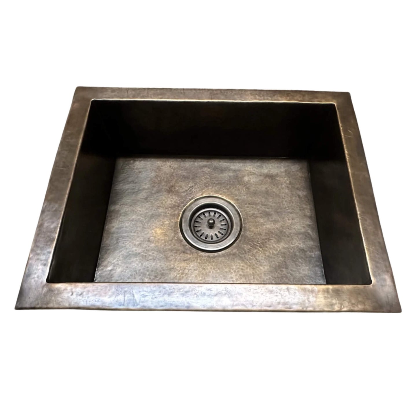 Antique Bronze Hand-Hammered Brass Kitchen Sink - Undermount Rectangular Basin - Variants Sizes 14 ,16,20 and 22 inches -  MetalGoodsPro