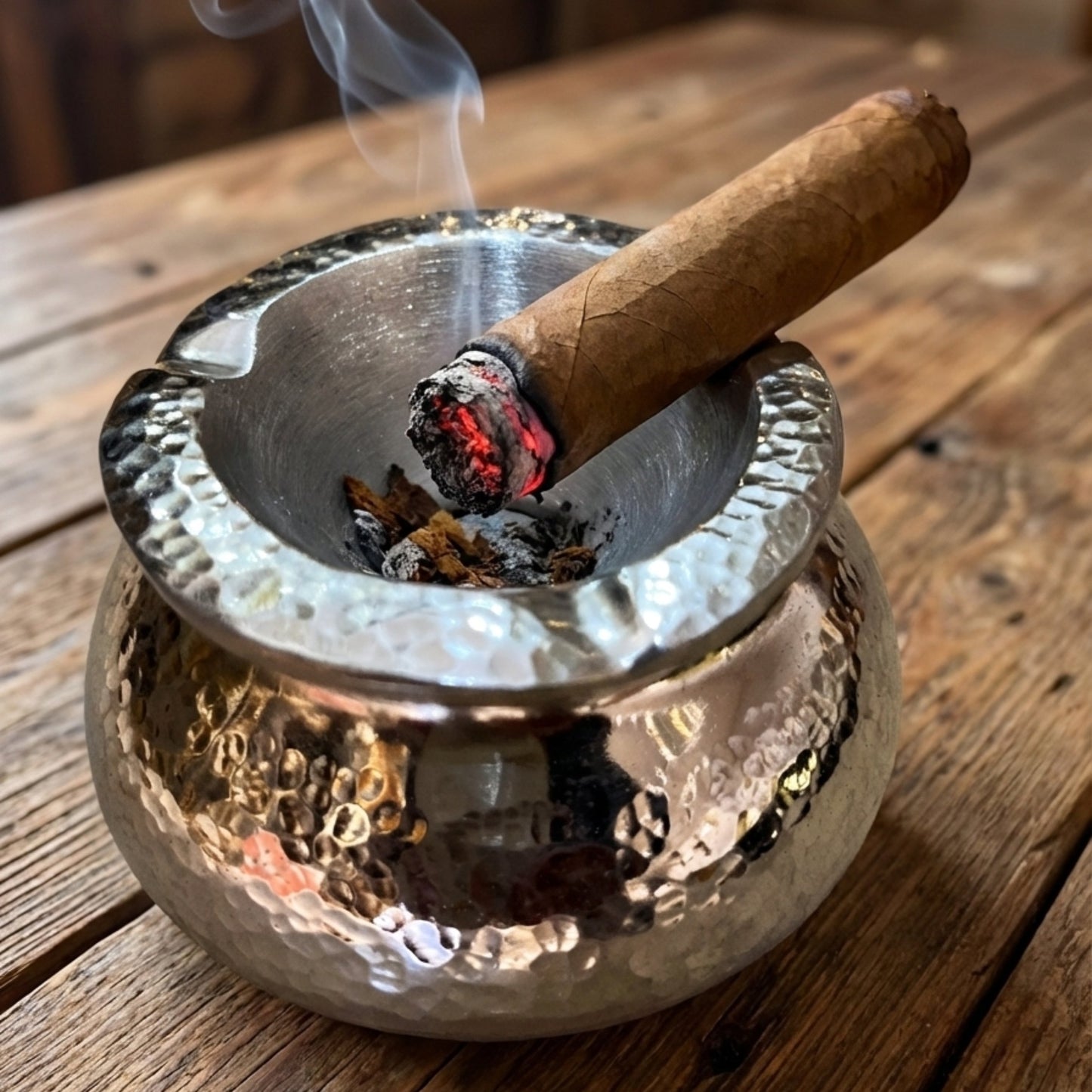 Hand-Hammered Solid Brass Ashtray - Vintage Moroccan Artisan Cigar Tray- Buy 2 get 1 Free