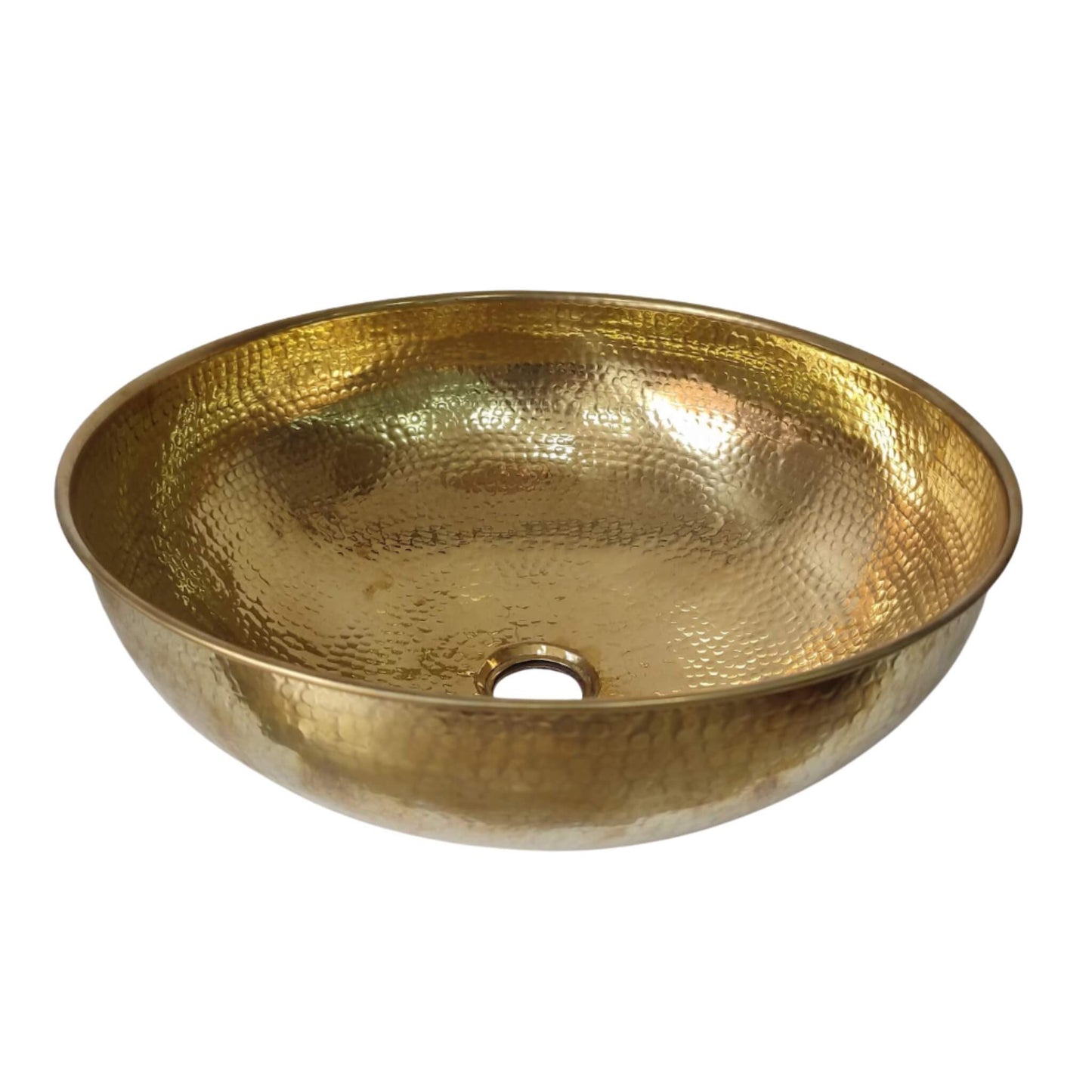 Moroccan Small Round Brass Vanity Sink - Handcrafted Hammered Metal Vessel - 8", 10", 12" Sizes
