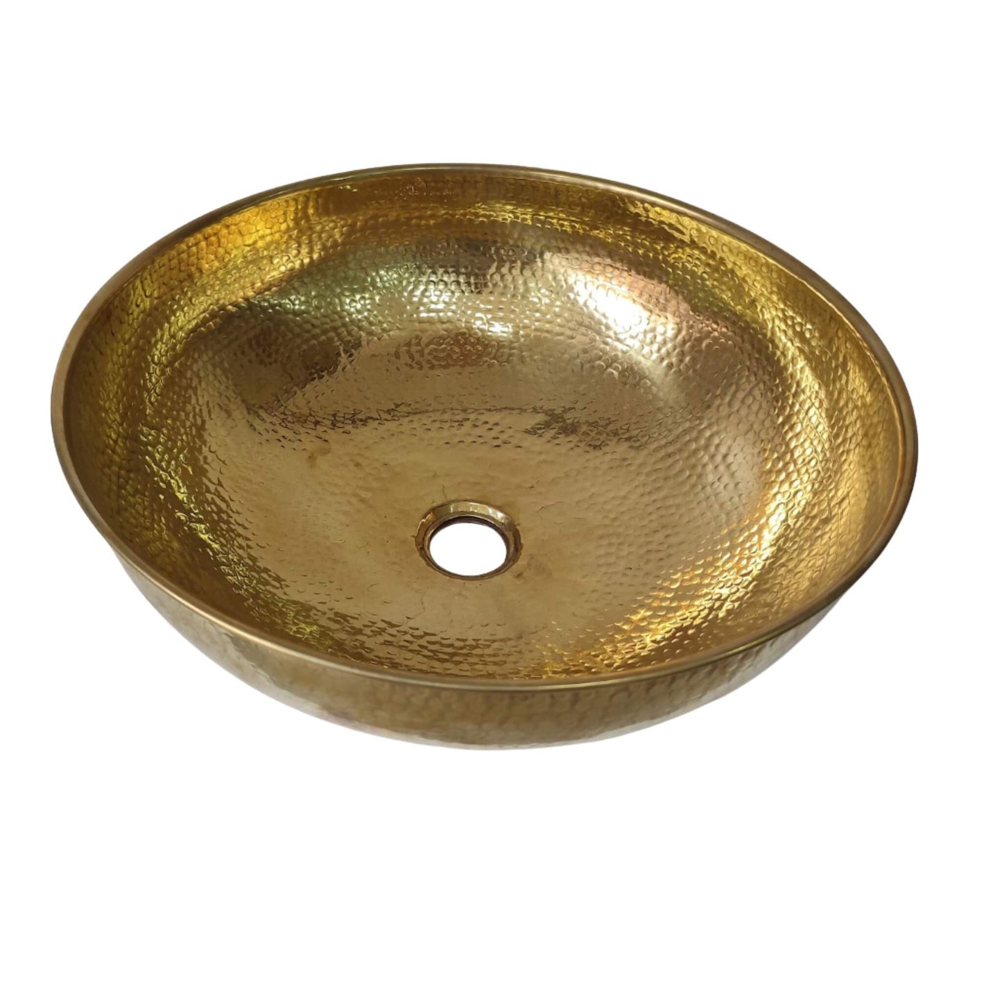 Moroccan Small Round Brass Vanity Sink - Handcrafted Hammered Metal Vessel - 8", 10", 12" Sizes
