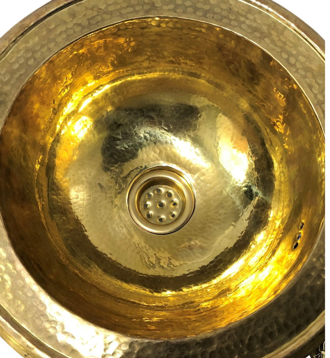 Hand-Hammered Small Round Brass Sink - Authentic Moroccan Gold Vessel Basin