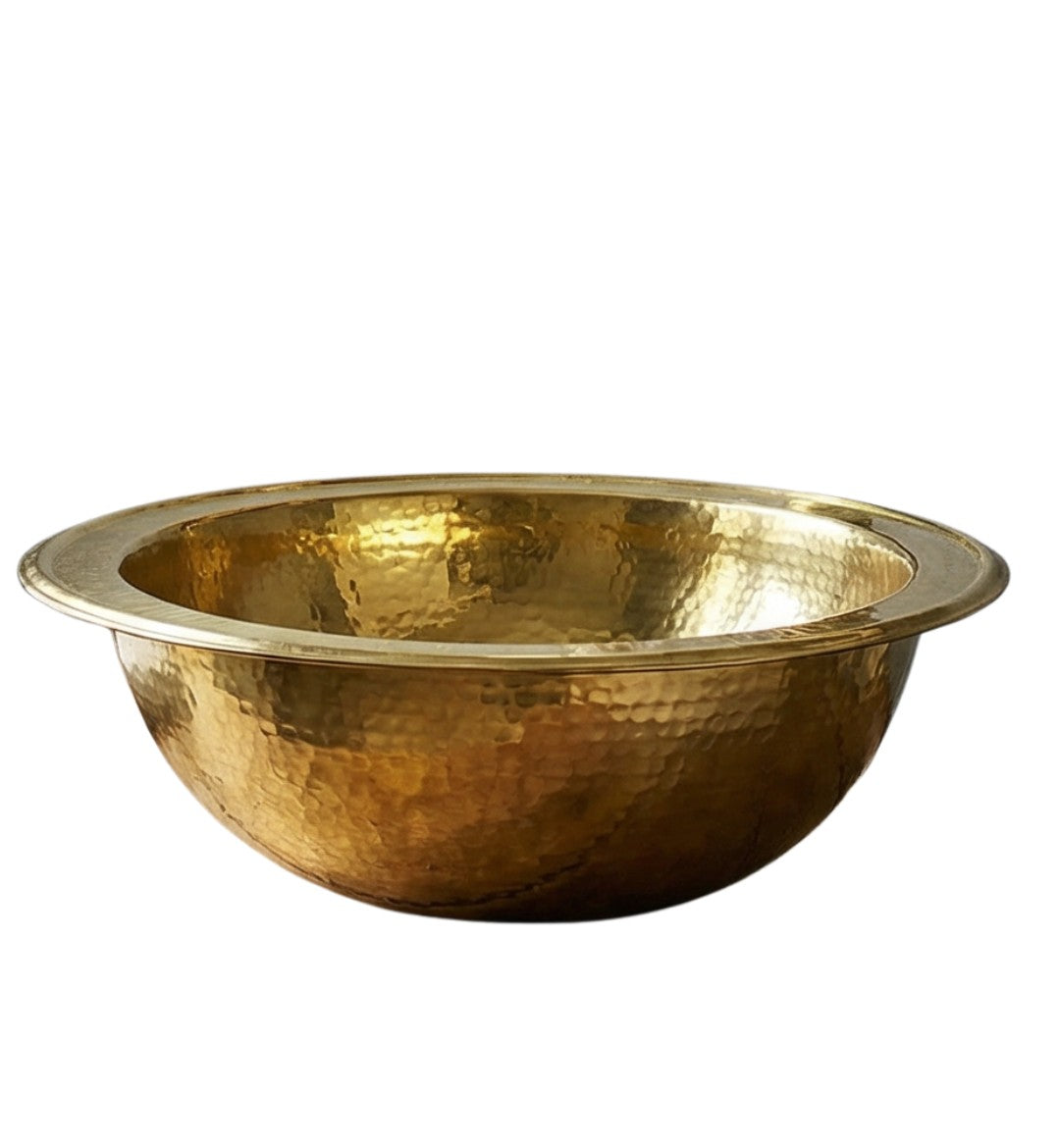 Hand-Hammered Small Round Brass Sink - Authentic Moroccan Gold Vessel Basin